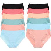 Women's Cotton Bikini Panties - Assorted Colors & Sizes, Lace Detail