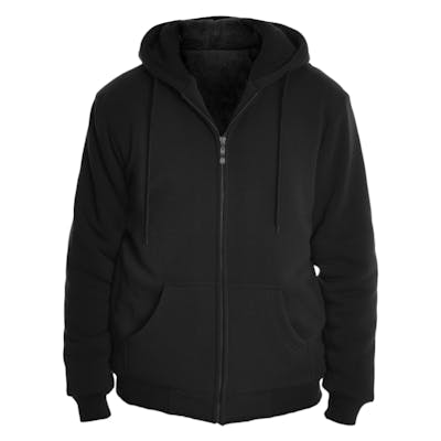 Men's Zip Up Hoodies - Large, Black, Sherpa Lined
