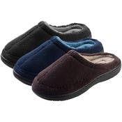 Boys' Fleece Backless Slippers - Sizes 11-13, 3 Colors