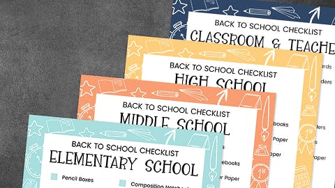 School Supply Checklists by Grade