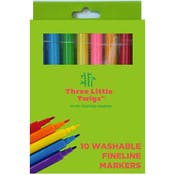 Fine Line Markers - 10 Assorted Colors, Washable
