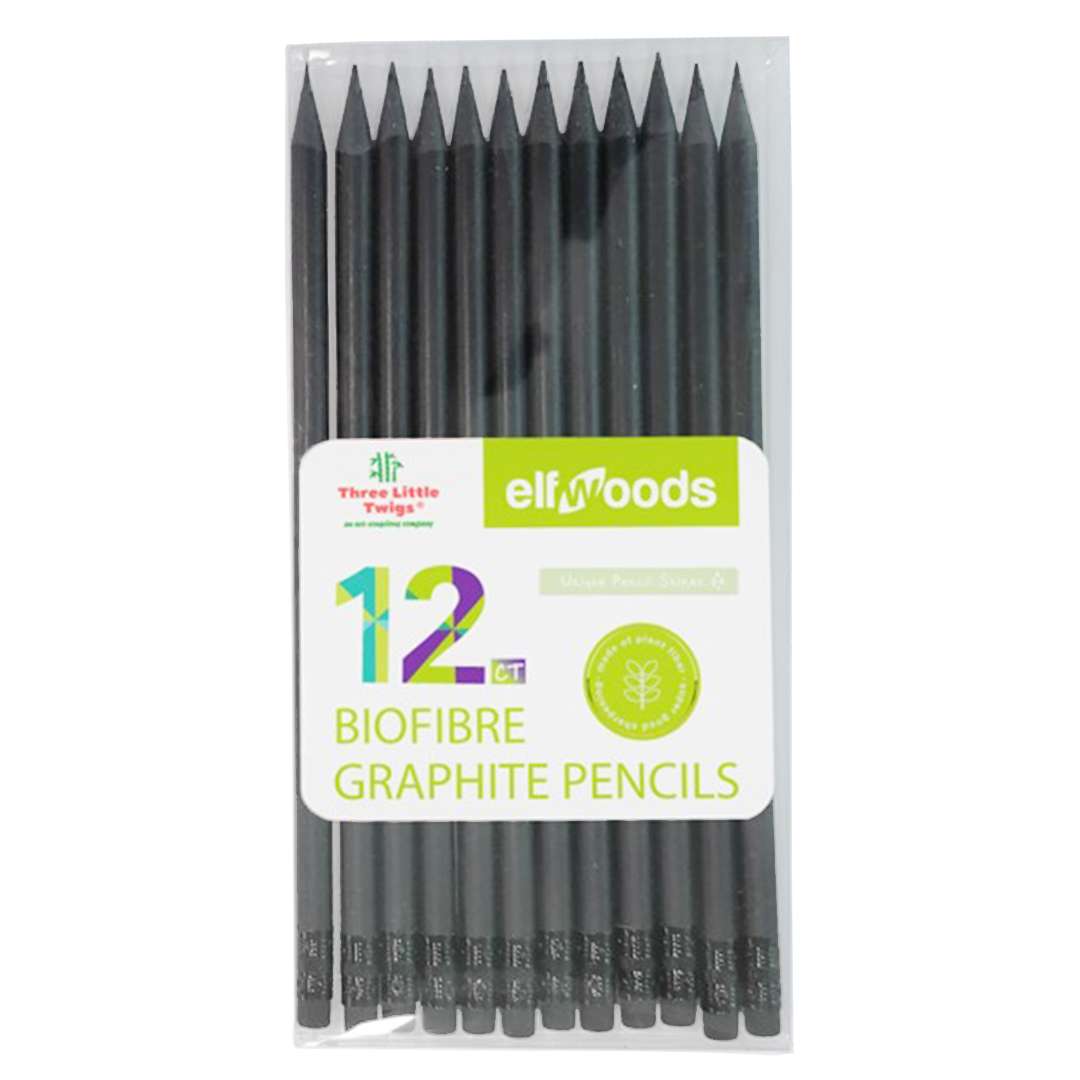 Bulk BioFibre Graphite Drawing Pencils - 12 Count, Black
