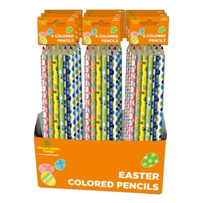 Colored Pencils - Easter/Spring Foil Wrapped, 6 Colors