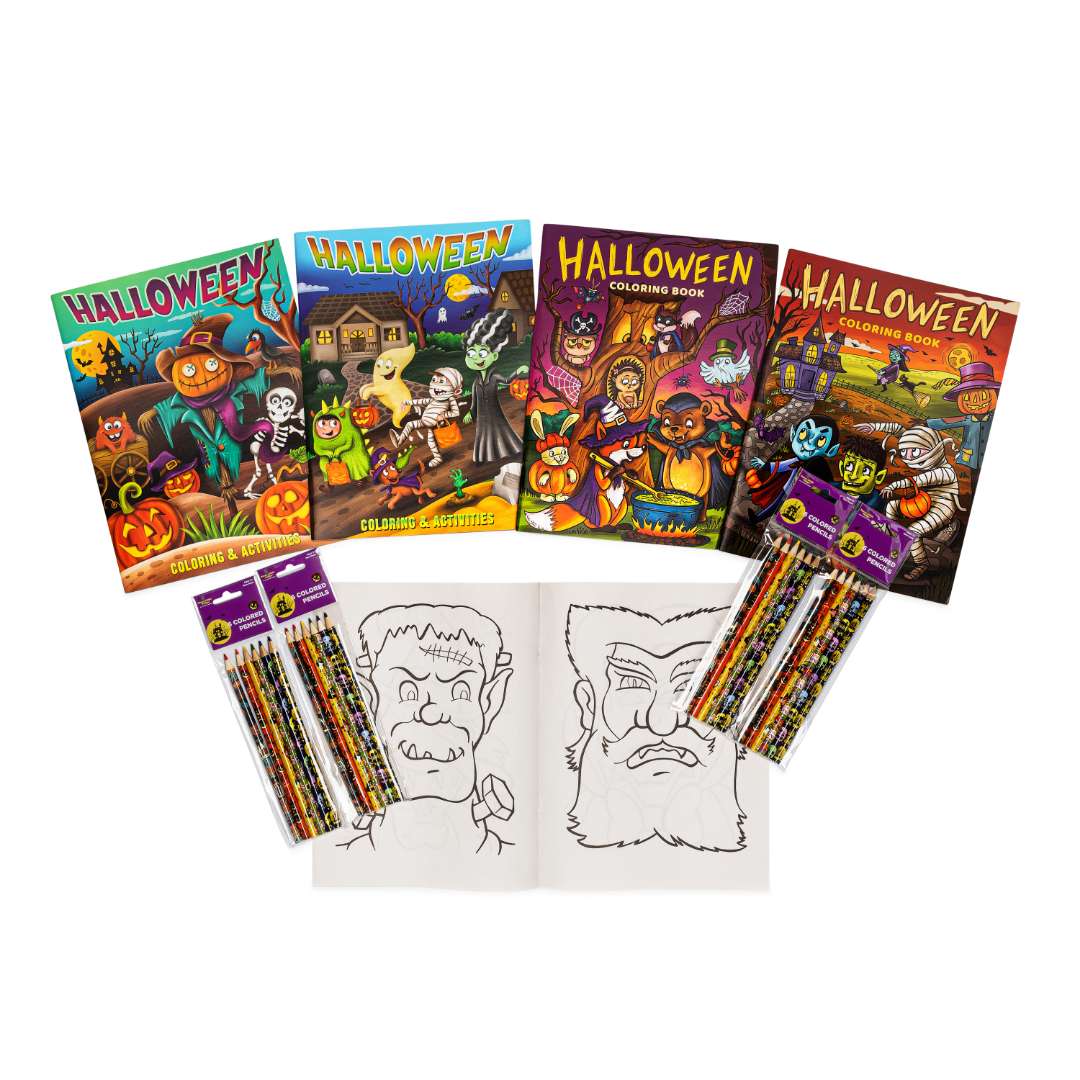 Halloween Bundle - Coloring Books and Colored Pencils