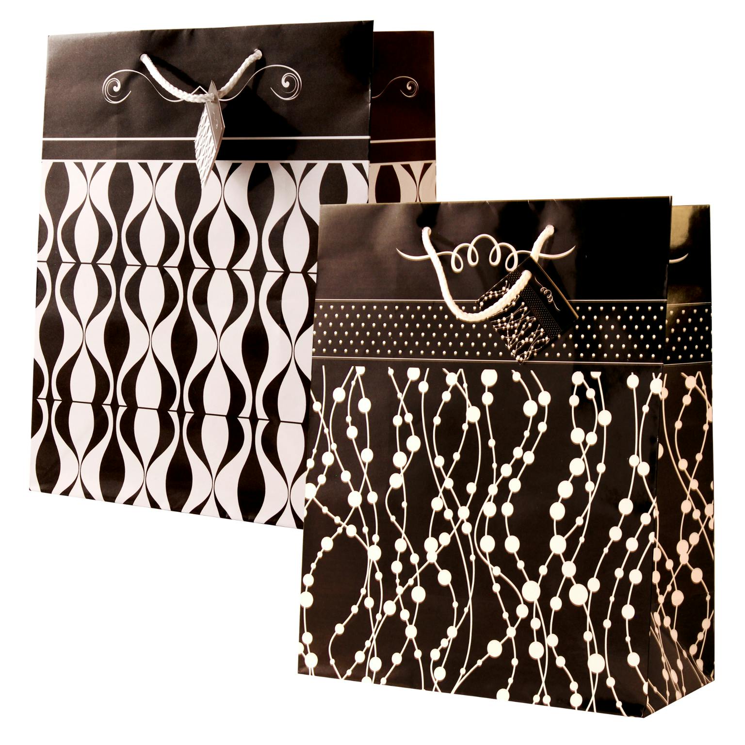 Wholesale Large Black White Gift Bags (Gloss) (SKU 1281141) DollarDays