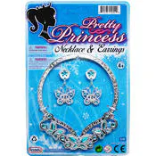 Princess Necklace & Earrings Set, Blue/Silver