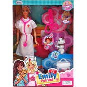 Nurse Emily Doll with Toy Pet Set, 11.5"