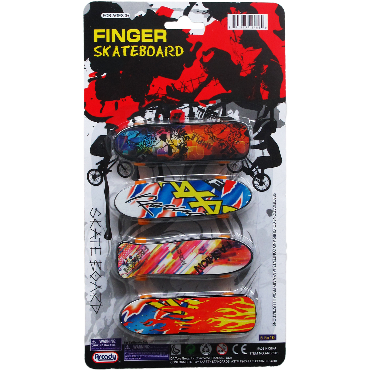 Mini Finger Skateboards - 4 Pack, Ages 3+, 3.75