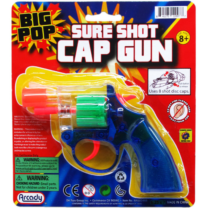 KIDS BLUE 8 SHOT PLASTIC TOY CAP GUN PISTOL CHILDRENS 17CM IN LENGTH NEW 