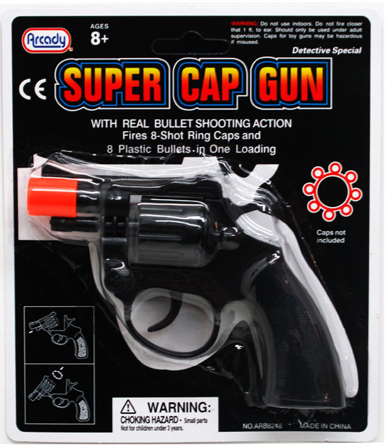 LOT OF 2  6" 8 SHOT REVOLVER SUPER TOY CAP GUN PISTOL HANDGUN PARTY GUNS NICE! 