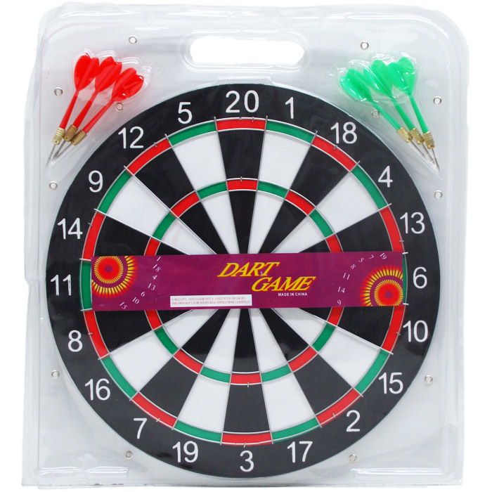 Wholesale Dart Board Sets 6 Darts, 14.25" Board, Rubber