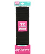 Hair Elastics - 72 Pack, Black, No Metal