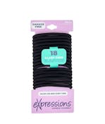 Hair Elastics - 18 Pack, Black, Clasp-Free