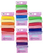 Hair Elastics - Stripes/Solids, 6 Piece, Assorted Colors