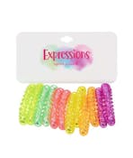 Hair Coils Sets - Neon Colors, Translucent, 12 Pack