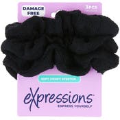 Hair Scrunchies - Black, Terry, 3 Pack
