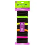 Hair Elastics - Black/Neon, 50 Pack