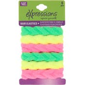 Braided Hair Elastics - 6 Pack, Assorted Bright Colors