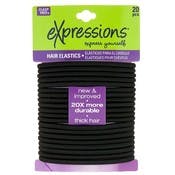 Elastic Hair Bands - 20 Pack, Black, Thick Hair