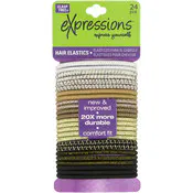Elastic Hair Bands - 24 Pack, Metallic Colors