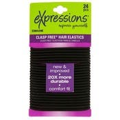 Elastic Hair Bands - Black, 24 Pieces