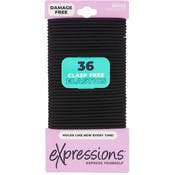 Hair Elastics - Black, 36 Pack, No Metal