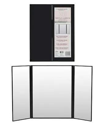 Trifold Mirror with Stand - Black
