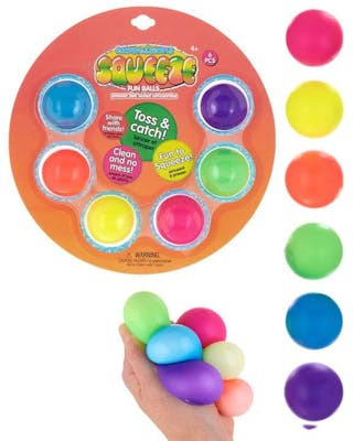 Neon Squeeze Balls, Assorted Colors - 6 Piece