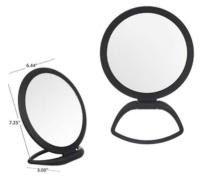 Flat Front Rounded Mirrors with Stand - Black