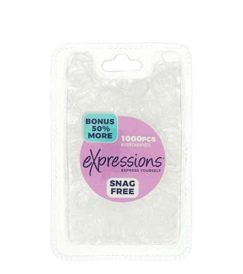Clear Hair Elastics - 1000 Pack, Snag-Free, Rubber