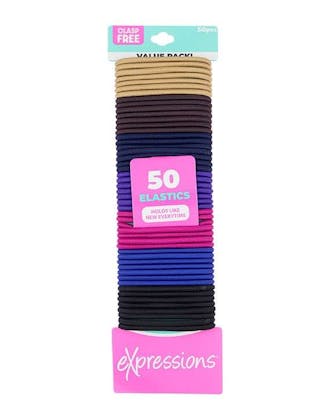 Basic Hair Elastics - 50 Pack, Assorted Colors