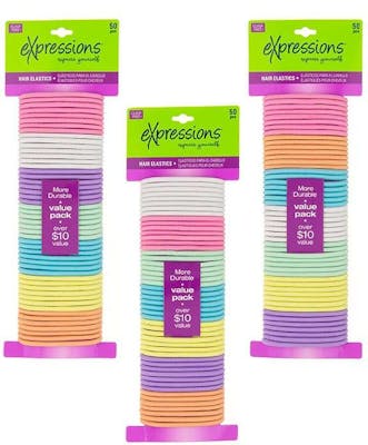 Hair Elastic Bands - Pastel, 50 Pack