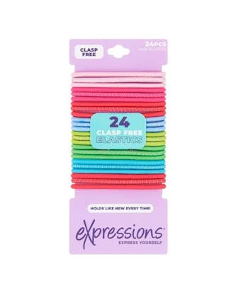 Hair Elastics - 24 Pack, Assorted Bright Colors
