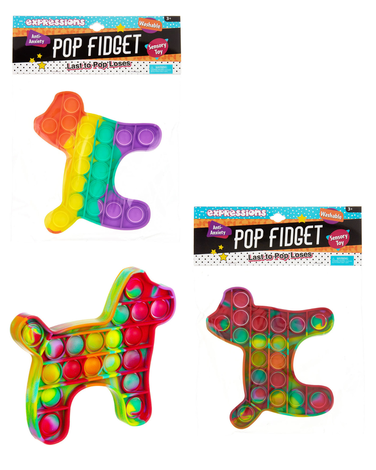 Wholesale Fidget Toys - Animals, Rainbow, 6