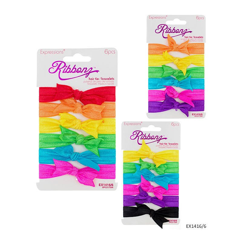 Bow Hair Ties - 6 Piece - Assorted