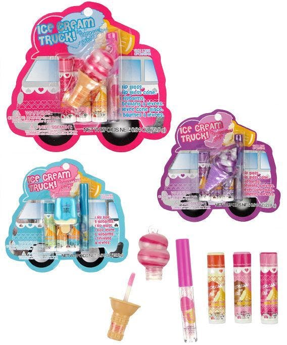 Wholesale Expressions Girl Ice Cream Truch Lip Gloss Lip Balm Set (SKU