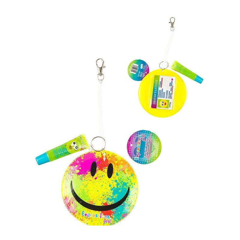 Smiley Face ID Holder with Lip Gloss