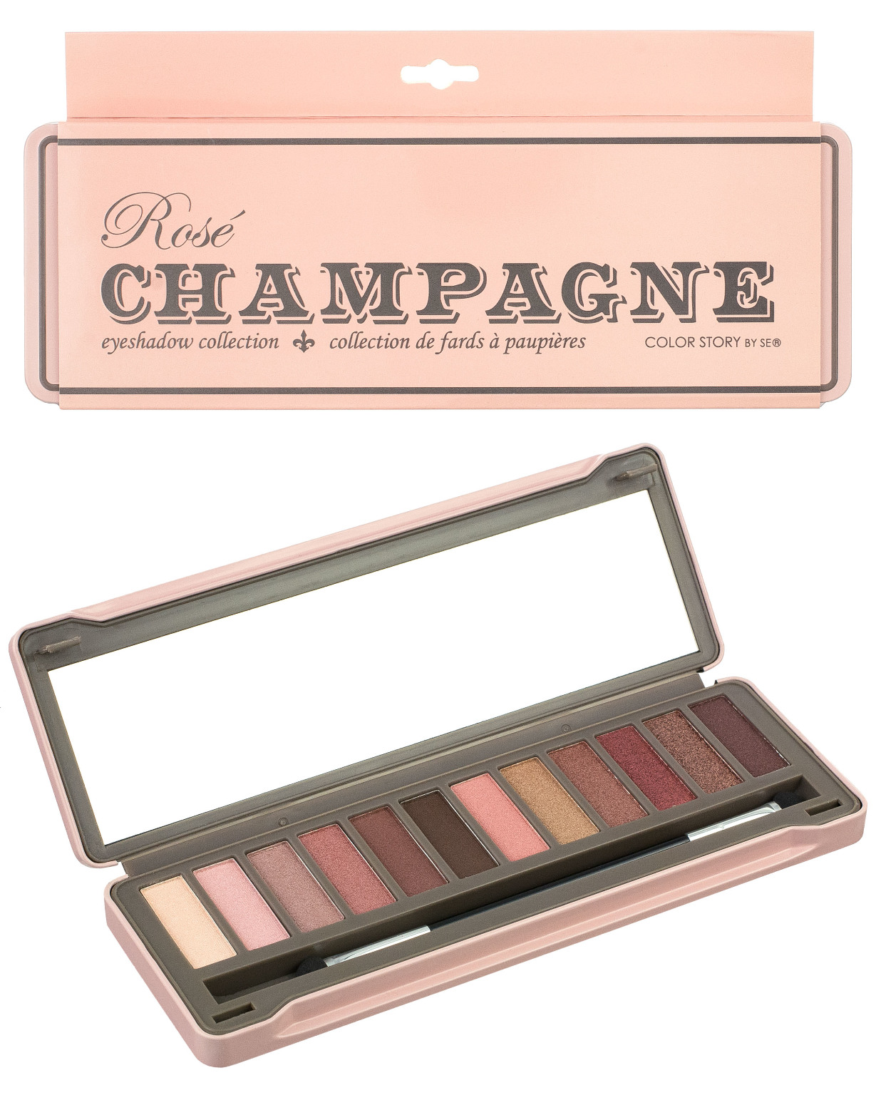 Color Story Rosa Champagne Eyeshadow Collection - 12 Shimmer Finishes