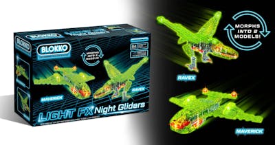 Blokko Light FX Night Gliders Building Brick Sets - 64 Pieces