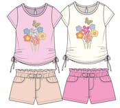 Girls' 2pc Denim Short Set - Size 12-24M, Assorted