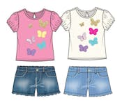 Girls' 2-Piece Denim Short Set - Assorted Colors, Size 2-4T
