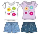 Girls' 2-Piece Denim Short Set - Assorted Colors, Size 2-4T