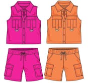 Girls' 2-Piece Cargo Short Set - Assorted Colors, Size 2-4T