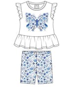 Girls' Short Sleeve Bike Short Set - White, Size 4-6X