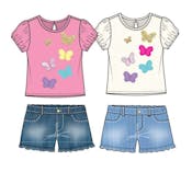 Girls' 2 Piece Denim Short Set - Assorted Colors, Size 4-6X