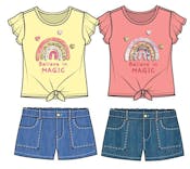 Girls' 2-Piece Denim Short Set - Assorted Colors, Sizes 4-6X