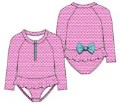 Girls Rash Guard Suits, Size 2T-4T