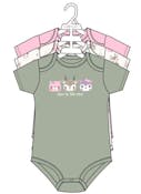 3pk Girls Short Sleeve Creepers, Size 0-9M