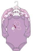 3pk Girls Long Sleeve Creepers, Size 0-9M