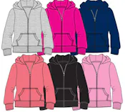 Girl's Fleece Zip Hoodies - Size 7-16, Assorted Colors